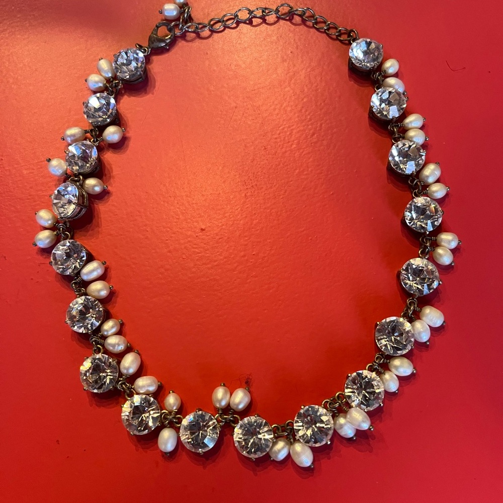 J. Crew Crystal and Pearl Necklace